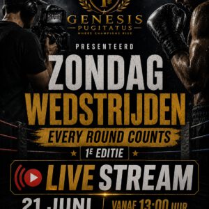 Livestream amateurboksen zondagmiddag 21 juni 2026